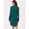 cheibear Women's Long Sleeve Notched Lapel Button Down Lounge Nightshirt - 3 of 4