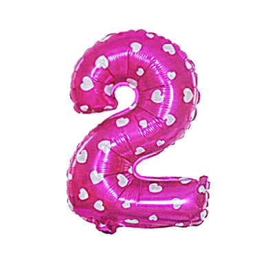Unique Bargains Foil Number 2 Shape Balloon Helium Party Birthday Wedding Anniversary Festival Decor Fuchsia 16"