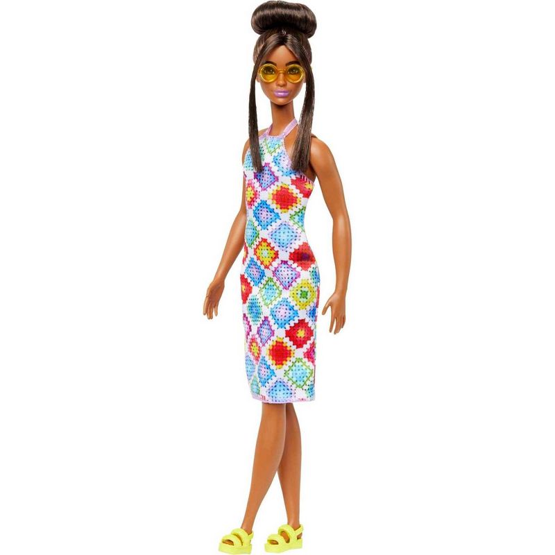 Barbie Fashionistas Doll #210 with Bun and Crochet Halter Dress, 1 of 7