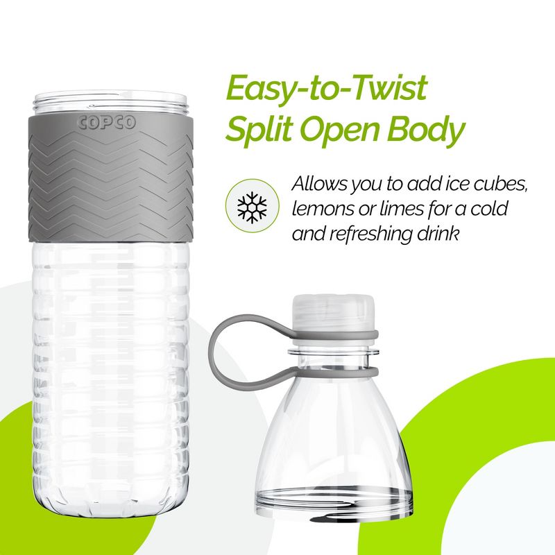 Copco Hydra Sports Water Bottle 20 Ounce Non Slip Sleeve BPA Free Tritan Plastic Reusable, 2 of 8