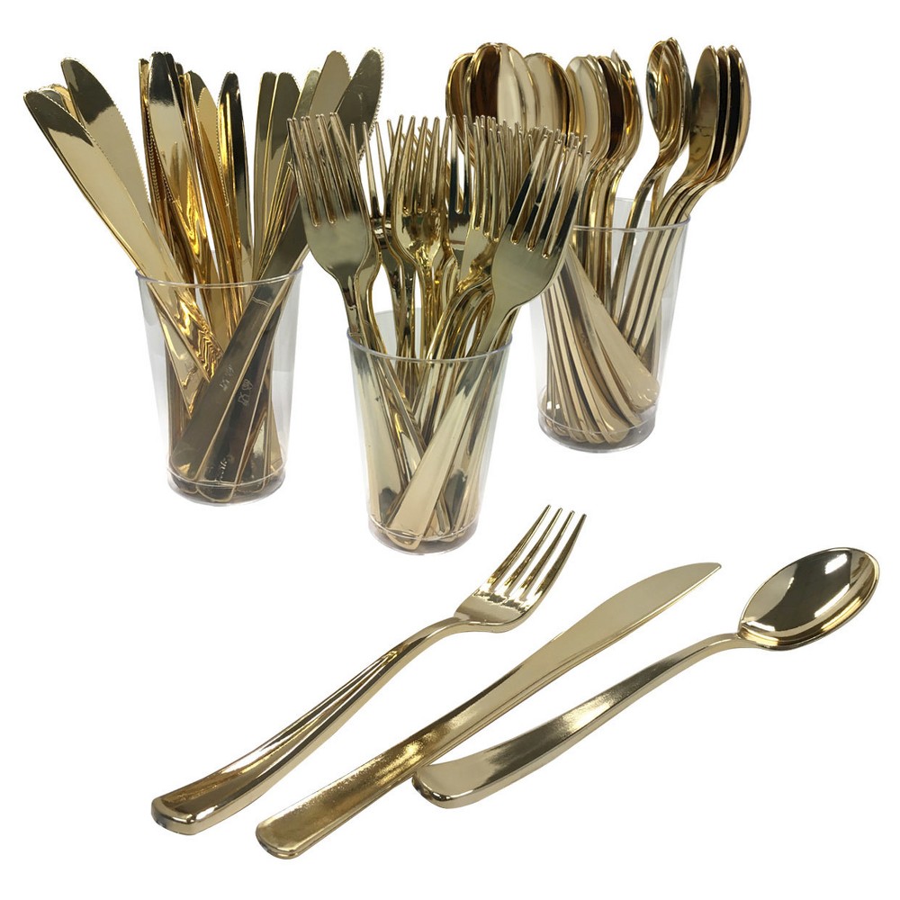 60ct Gold Cutlery - Spritz. Case pack 4 ct