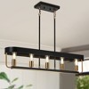LNC Mouillure 5-Light 35" Modern Rectangle Large Kitchen Island Pendant Lighting, Matte Black and Polished Gold - 2 of 4