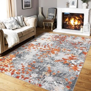 Acekool Modern Washable Rug 8x10: Non-Slip Stain Resistant Carpet for Living Room, Bedroom, Nursery – Fuchsia/Green - 1 of 4