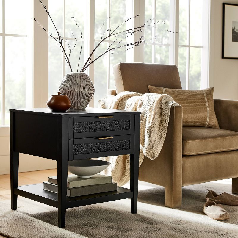 East Bluff 2 drawers Woven Accent Table Black - Threshold™ designed with Studio McGee, 3 of 13