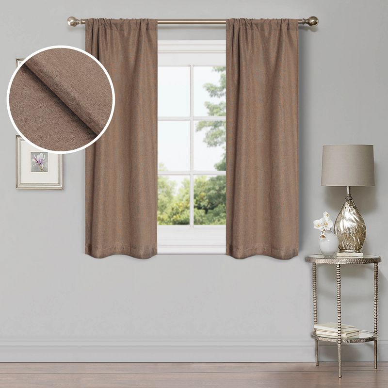 Modern Classic Linen Pattern Room Darkening Blackout Curtains, Set of 2 by Blue Nile Mills, 1 of 5