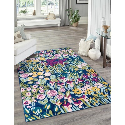 Unique Loom Bloom Celosia Floral Indoor Woven Area Rug