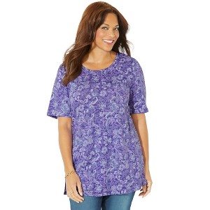 Catherines Women's Plus Size Easy Fit Short Sleeve Scoopneck Tunic - 1 of 4