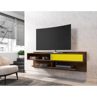 Astor 71'' Rustic Brown and Yellow Floating Entertainment Center