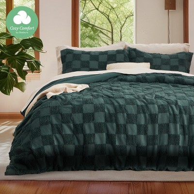 Bedsure Comforter Bedding Sets Multiple Sizes and Colors Boho Tufted Checkered Farmhouse Shabby Chic Bedding Christmas Gift OEKO-TEX Certified