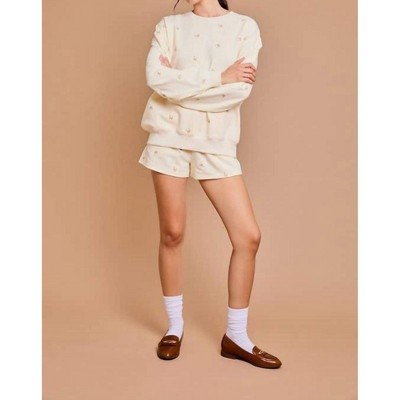 Women's Round Neck Bow Embroidered Sweatshirt - GILLI