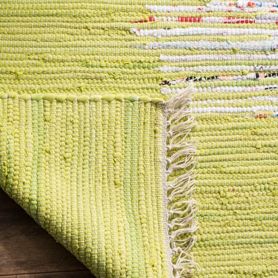 Ivory and Citron Handwoven Square Wool Cotton Area Rug