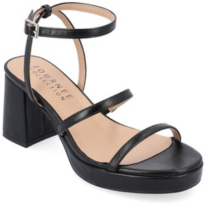 Journee Collection Womens Samilee Metallic Vegan Leather Platform Sandals - 1 of 4