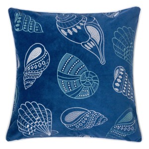 ChicFurnit Bed Pillows Spa Seashells Home Pillow Velvet Decor Pillow with Hidden Zipper Cotton Pillows for Living Room Decoration, Blue, 20"*1"*20" - 1 of 4