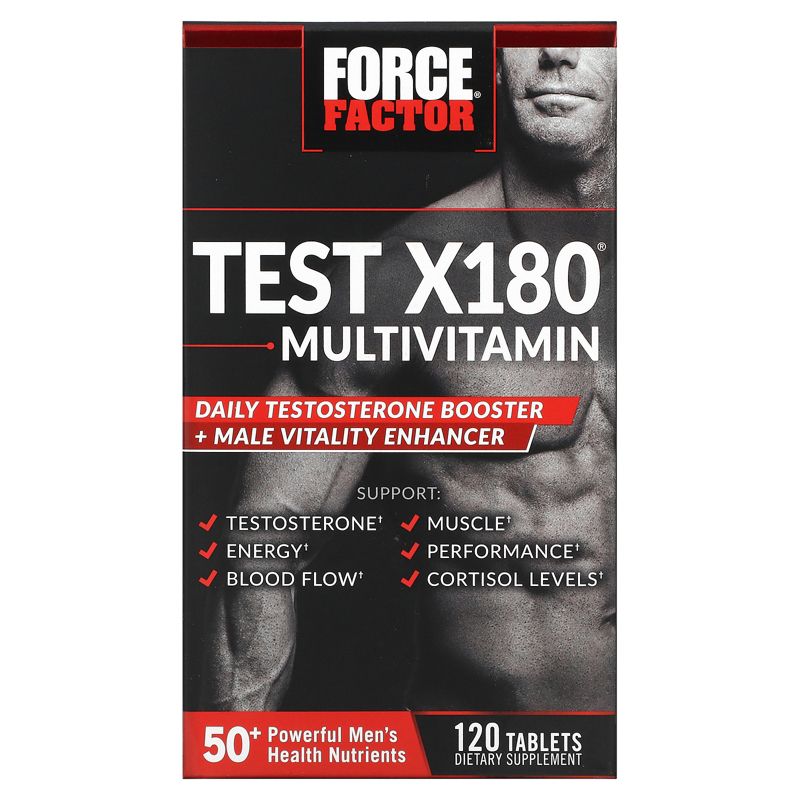 Force Factor Test X180 Multivitamin + Testosterone Booster, 120 Tablets, 1 of 4