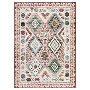 Washable Modern Area Rug Geometry Style Bohemian Rustic Geometric Easy-Cleaning Bedroom Kitchen Living Room Non Shedding Dining Nursery Farmhouse Rugs - 1 of 4