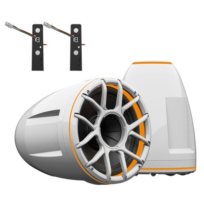 Wet Sounds REV 12 HD 12" Horn Loaded Compression Driver Tower Speakers with XZ Grills & ADP-REV-HD-X-B X-Mount, 400 Watts RMS, White, Pair
