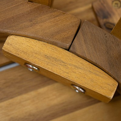 Teak Finish Round Acacia Wood Outdoor Dining Table