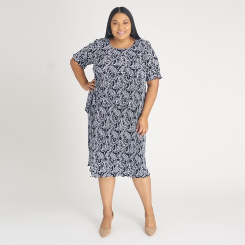 Women's Plus Pleated Layer Midi Dress - Connected Apparel : Target