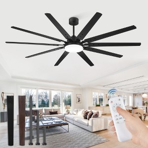 Arceso 84" Industrial Modern Ceiling Fan with LED Light and Remote for Indoor - 1 of 4