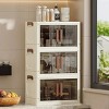 Foldable Storage Cabinet-Dark -3 Layer, Foldable Storage Box, Desktop cosmetics beauty tools box Stackable£¬2 colors - 4 of 4