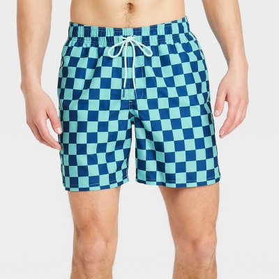 Men's Checkered Swim Trunk - Goodfellow & Co™ Navy