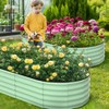 Outdoor Planter Raised Boxes for Vegetables,Flowers，2 Pcs Oval Raised Garden Bed,Galvanized Raised Beds,Open-Ended Base Metal Raised Planter Beds - 2 of 4