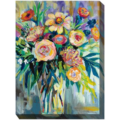Cottage Garden West of The Wind SHOWOFFS Colorful 30 x 40 Inch Waterproof Gallery Wrapped Canvas, Outdoor Garden, Yard, Patio All Weather Hanging
