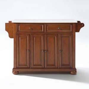 Alexandria Stone Top Full Size Kitchen Island/Cart Cherry/White - Crosley: Granite Surface, Adjustable Storage, Towel Bar - 1 of 4
