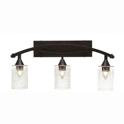Toltec Lighting Bow 3 - Light Vanity in  Bronze with 4" Clear Bubble Shade
