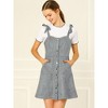 Allegra K Women's Strap Button Down Faux Suede A-Line Mini Overall Dress - 3 of 4