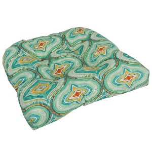 Blazing Needles, 19-inch U-Shaped Spun Polyester Outdoor Tufted Dining Chair Cushion - 1 of 2