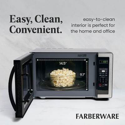 Sleek Stainless Steel 1.1 Cu Ft Countertop Microwave with Child Lock