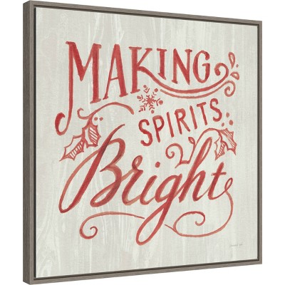 Making Spirits Bright Red and White Christmas Framed Canvas Print