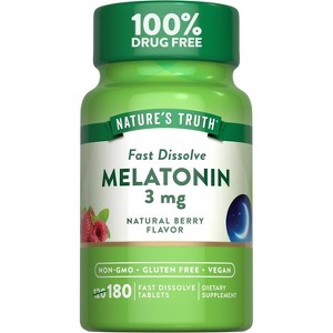 Nature's Truth Melatonin 3mg | 180 Fast Dissolve Tablets | Natural Berry Flavor - 1 of 4