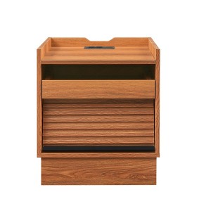 CAVINAS Mid Century Nightstand with Charging Station,Modern Bedside Table with LED lights, End Table with 2 Drawers for Bedroom - 1 of 4