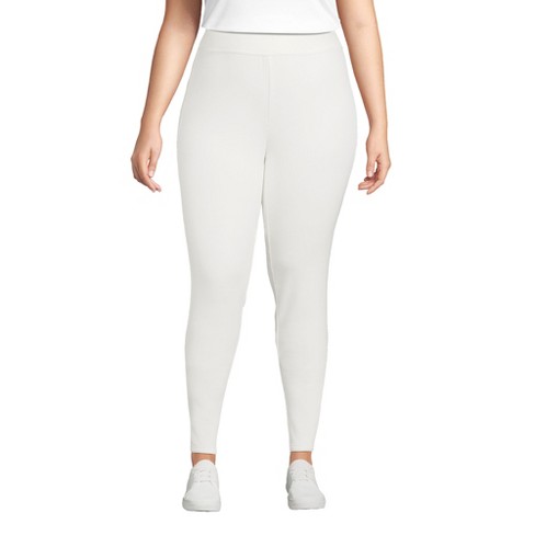 Lands' End Women's Plus Size High Rise Serious Sweats Pocket Leggings - 1x  - Ivory : Target