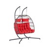 2 Person Hanging Double Swing Chair, Patio Hanging Egg Chair, Basket Swinging Chair, With Stand Patio Wicker Egg Chair - 4 of 4
