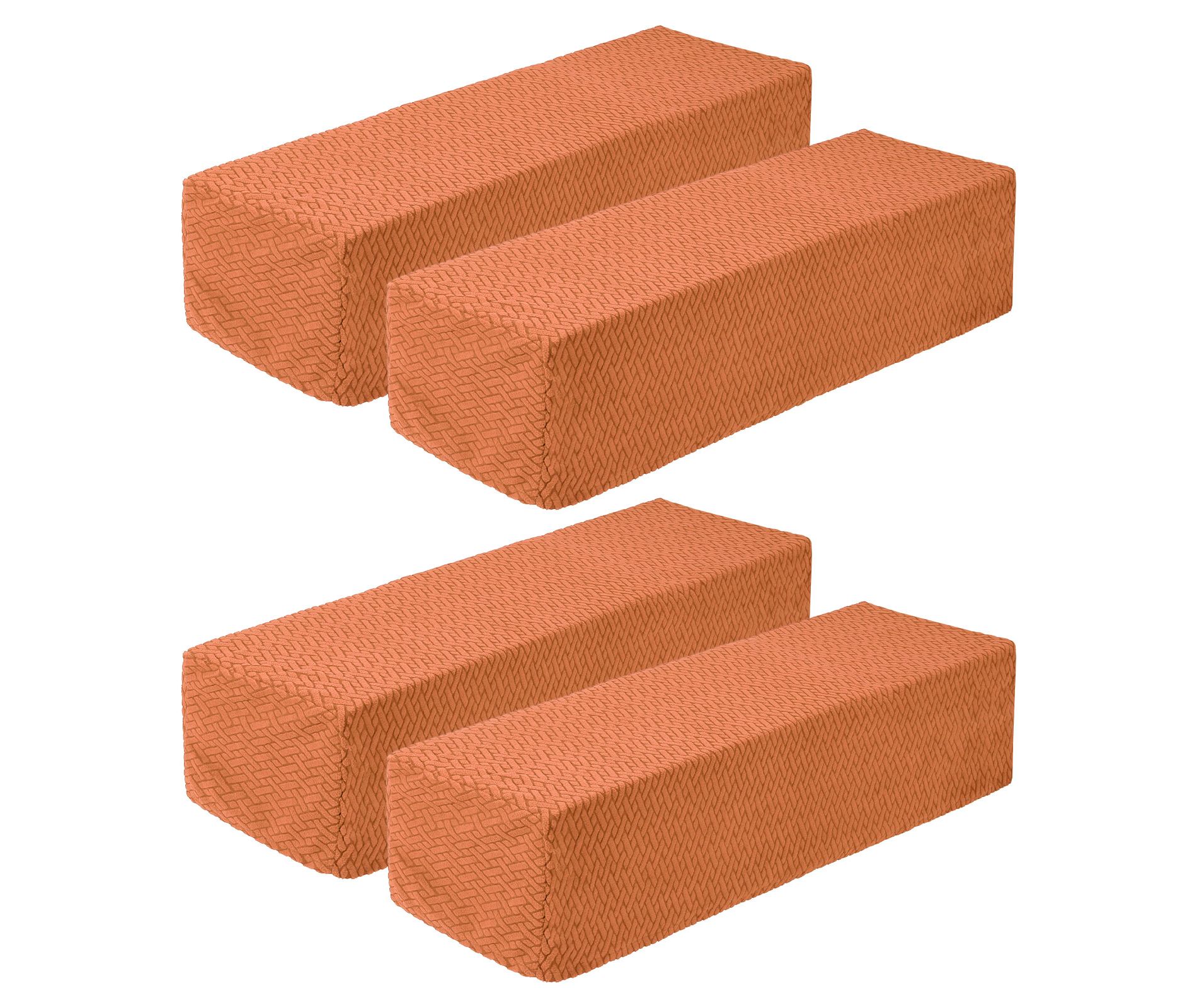 Unique Bargains Non-Slip Soft Stretch Diagonal Plaid Armchair Slipcovers Orange 4 Pcs