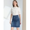 INSPIRE CHIC Women's Basic Distressed High Waist Ripped Hem Washed Jeans Skirt - 2 of 4