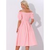 Allegra K Women's Vintage Spaghetti Straps Off Shoulder Swing Gingham Dress - 4 of 4