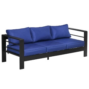 Outsunny Aluminum Cushioned Patio Furniture, Wide Armrests Outdoor Sofa, for Garden, Balcony - 1 of 4