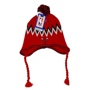 NBA Knit Beanie - Chicago Bulls, Red,Braided Peruvian with Pom - 1 of 2