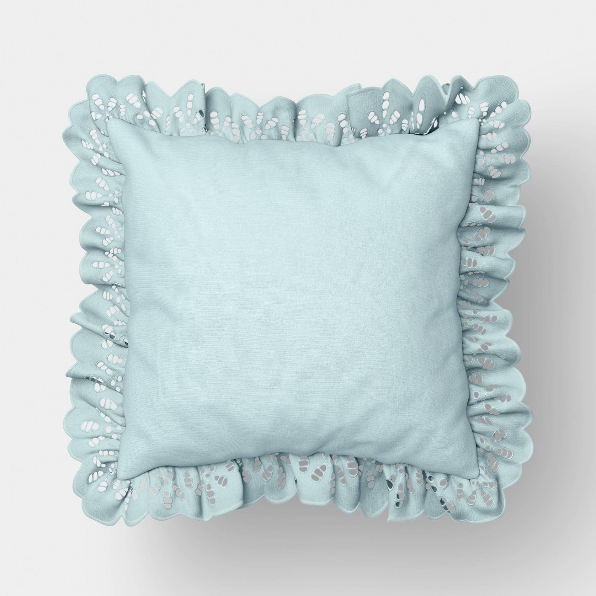 26"x26" Eyelet Ruffle Outdoor Throw Pillow Blue - Threshold™ designed with Studio McGee