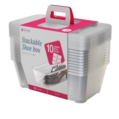 Life Story 5.7-Liter Clear Shoe & Closet Storage Box Stacking Container, 30 Pack