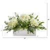 Nearly Natural 15-in Hydrangea and Eucalyptus Artificial Arrangement in White Vase - 2 of 2