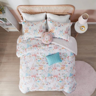 Olliix by Mi Zone Kids Aurora Blush Twin Cotton Reversible Comforter Set, Big Sandy Superstore