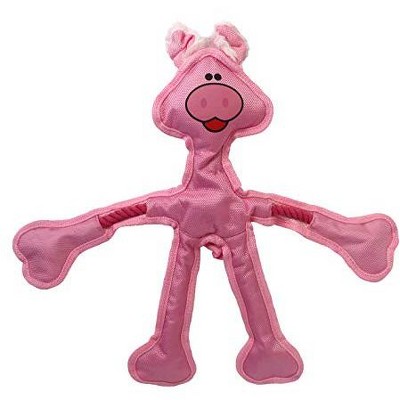 Multipet 43325-1 Skele-Ropes Animals Toy, Pig, 15", Pink