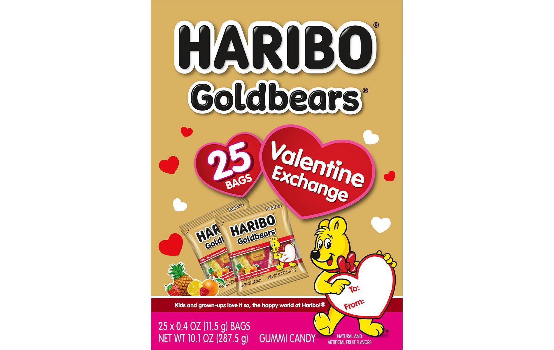 Haribo Valentine's Goldbears Classroom Exchange Box Gummy Candy - 10.1oz/25ct