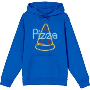 My Pizza Day Neon Pepperoni Pizza Slice Long Sleeve Adult Hooded Sweatshirt - 1 of 2