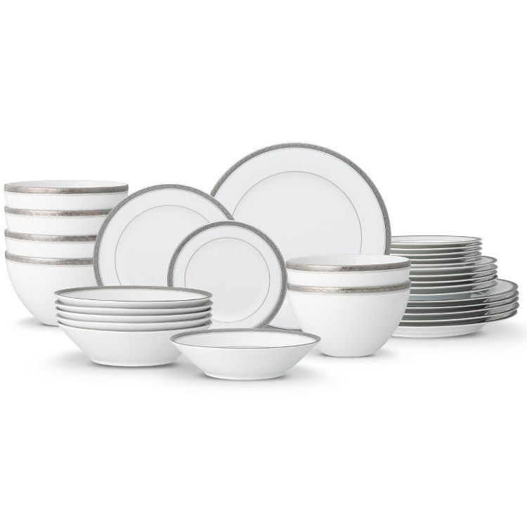 Noritake Charlotta Platinum 30-Piece Value Dinnerware Set, Service for 6